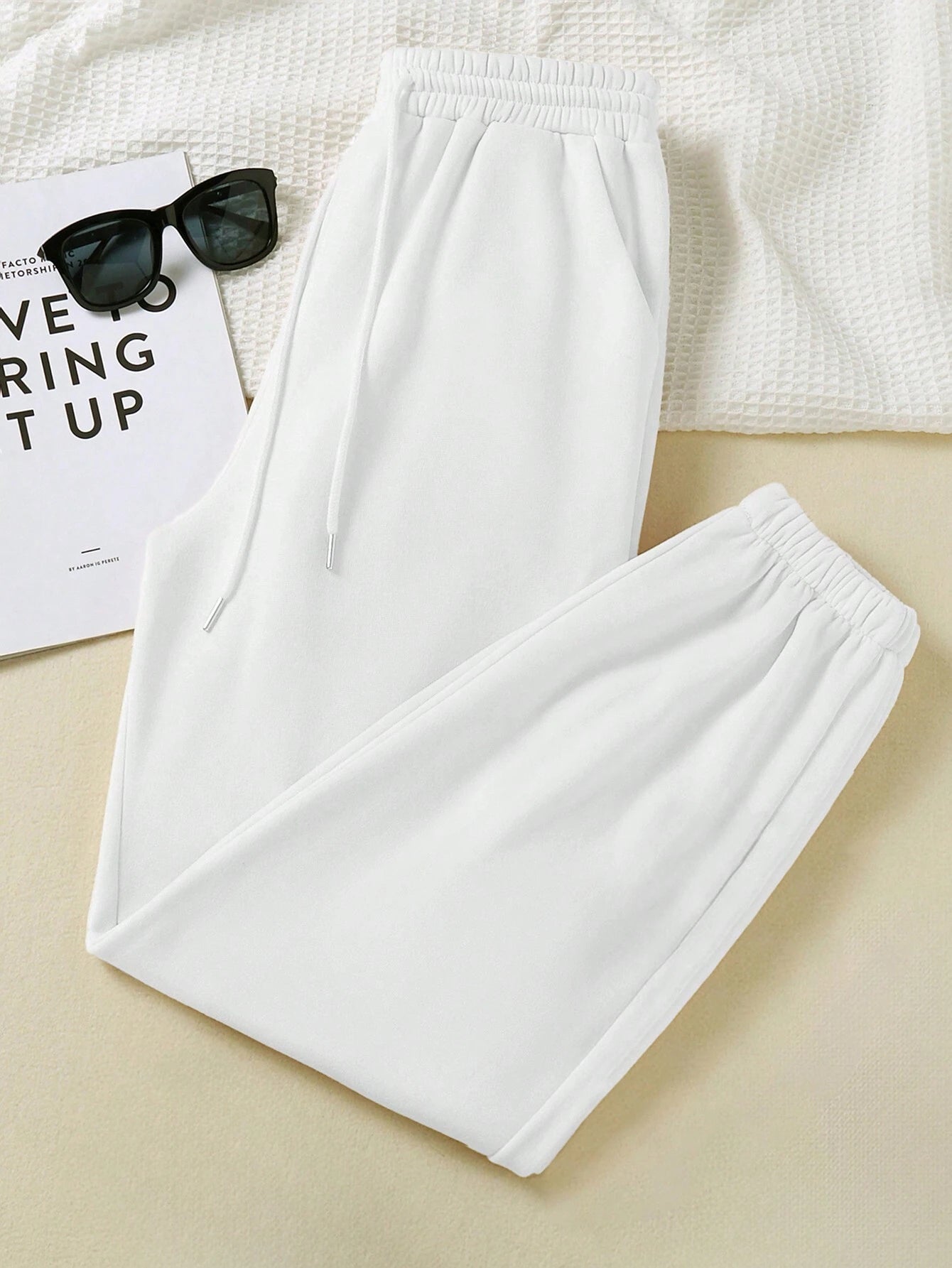 High Waisted Ripped Wide Leg Sweatpants