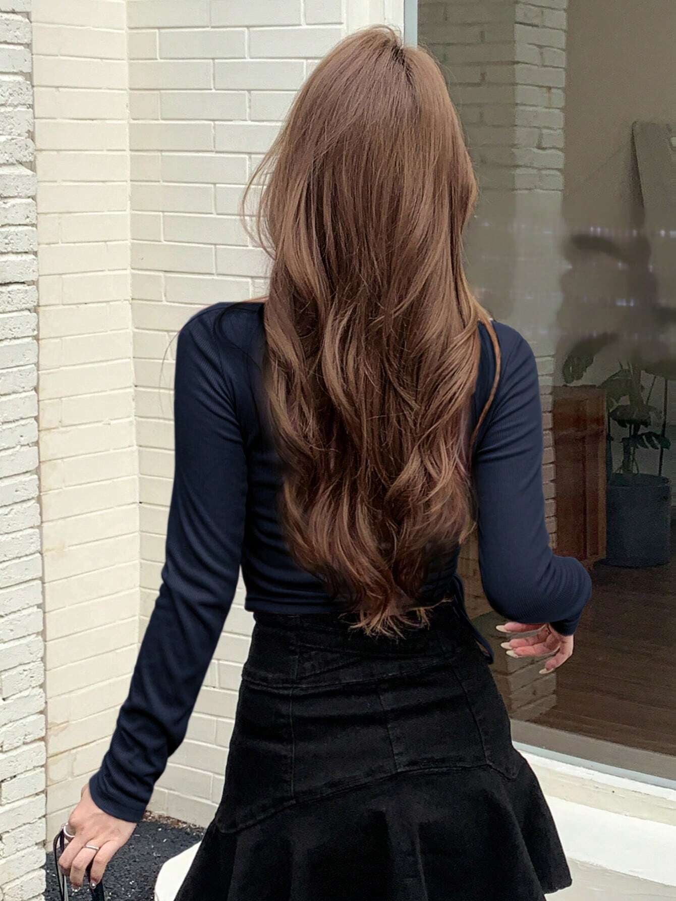 Letter Graphic Drawstring Side Mock Neck Tee