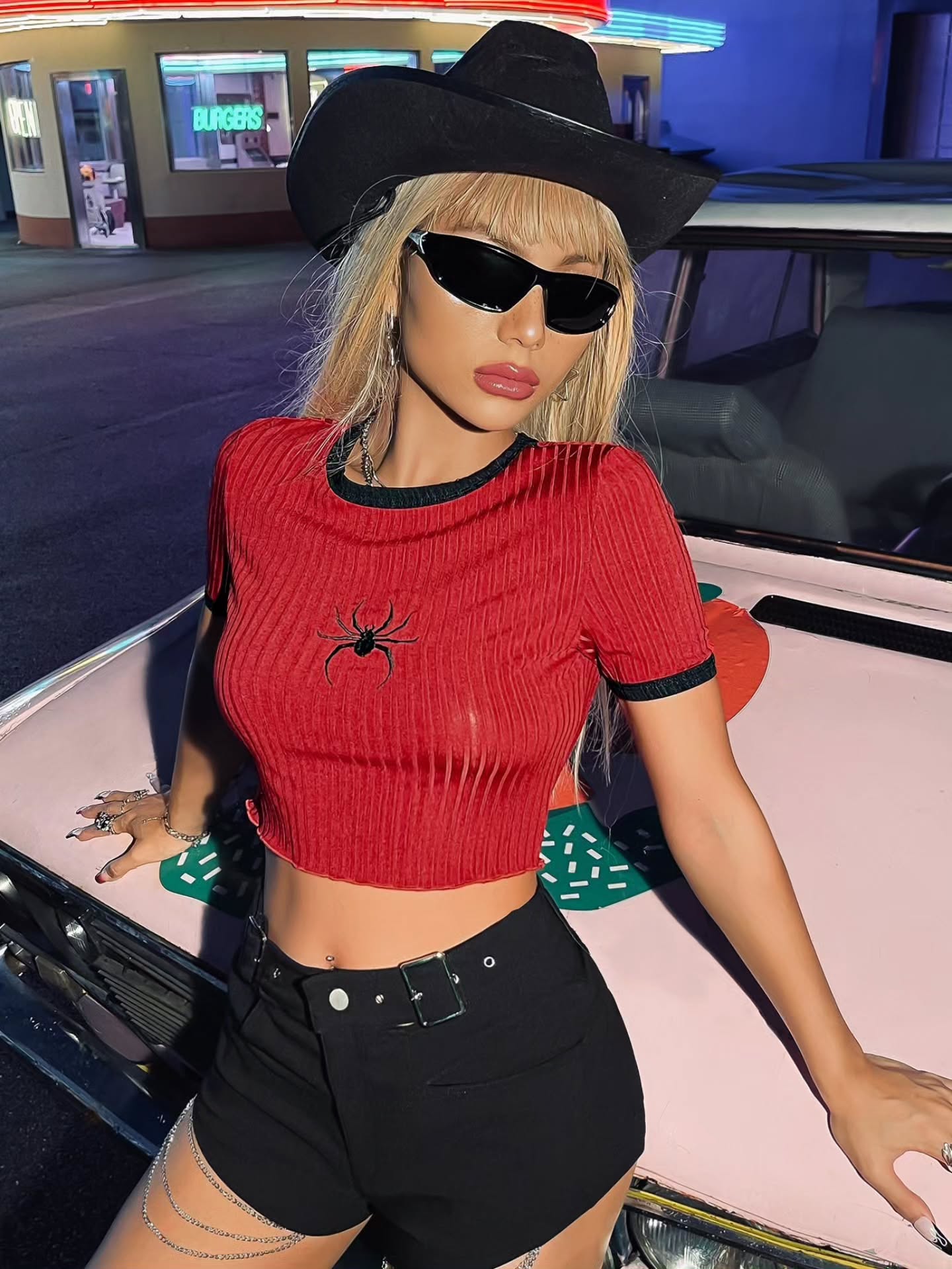 Spider Short Sleeve Crop T-Shirt