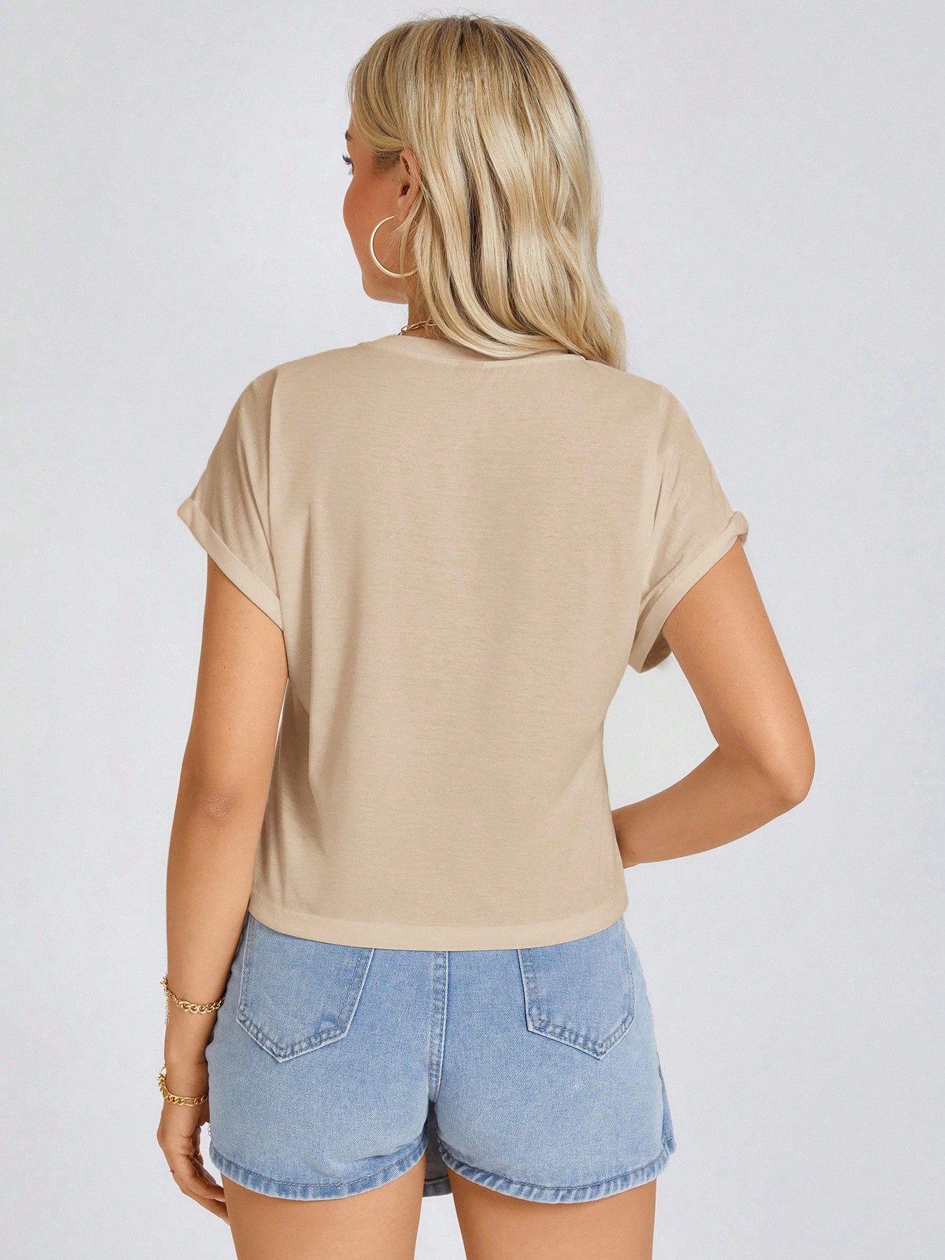 Solid Batwing Sleeve Tee
