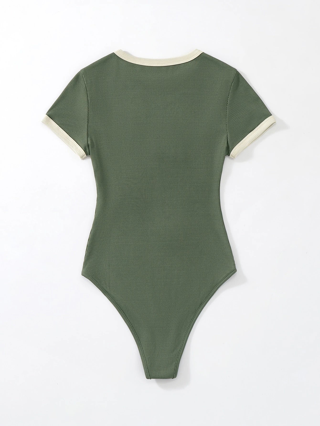 Slogan Graphic Contrast Binding Bodysuit