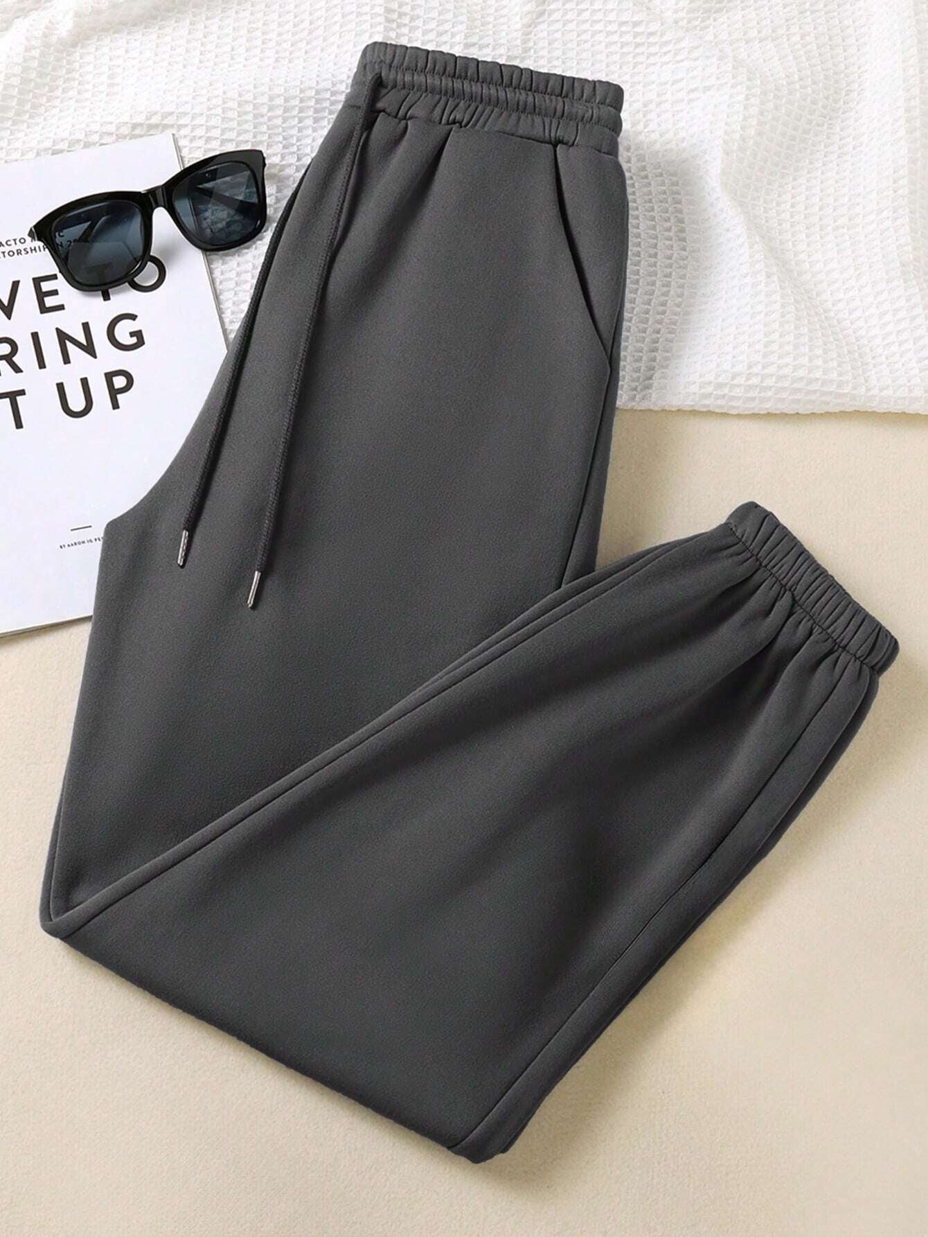 High Waisted Ripped Wide Leg Sweatpants