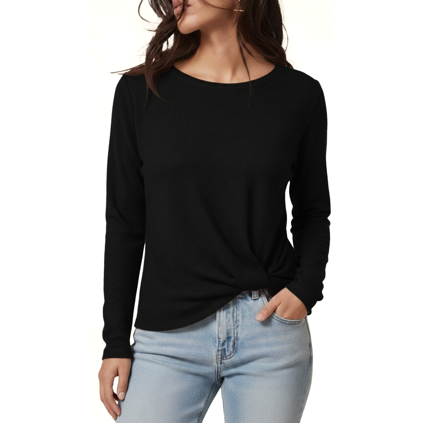 Womens Long Sleeve Tops, Casual Crewneck, Pullover Tunic Blouse, Loose Fitting T Shirts