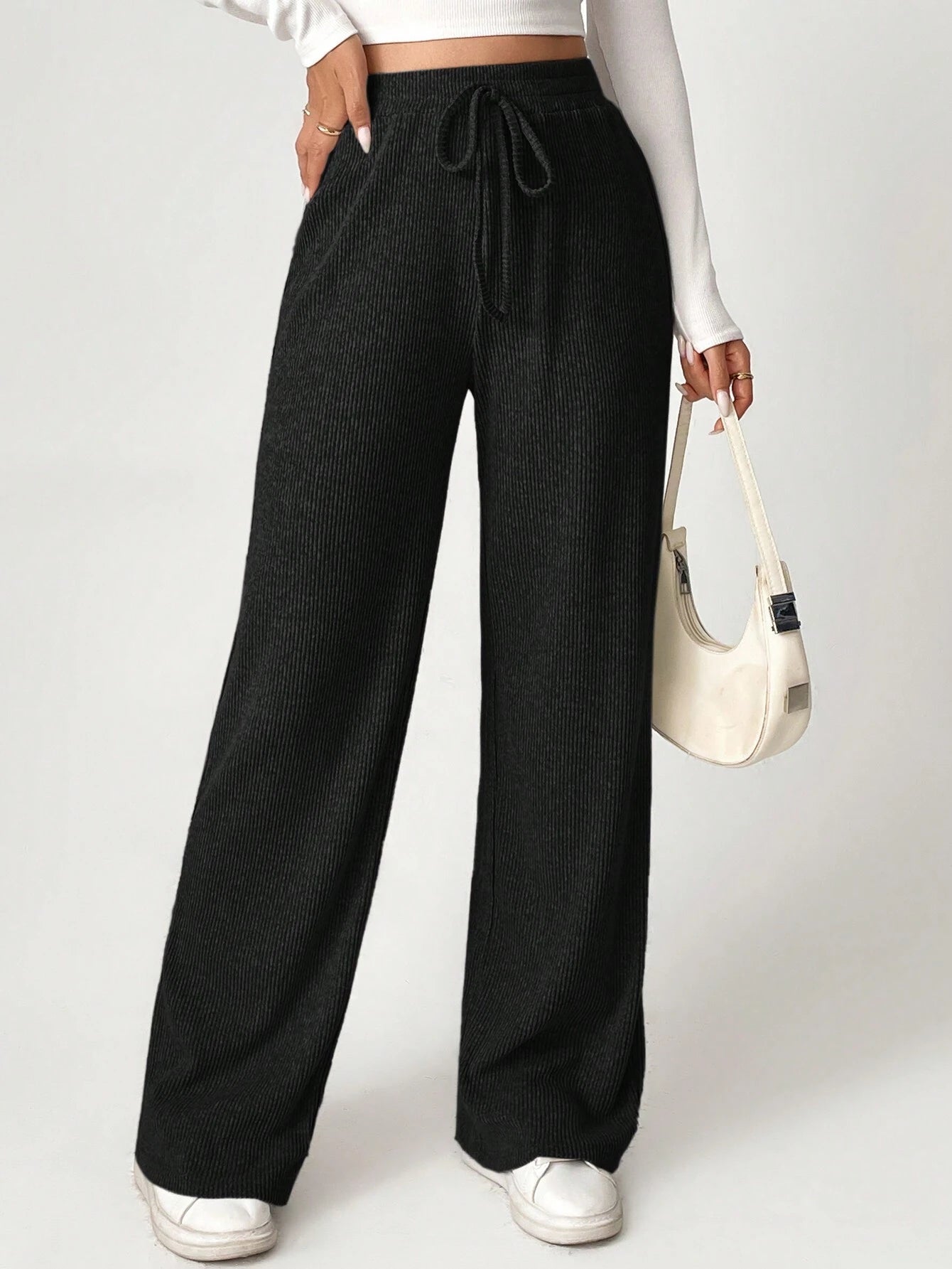 Solid Drawstring Slant Pocket Sweatpants