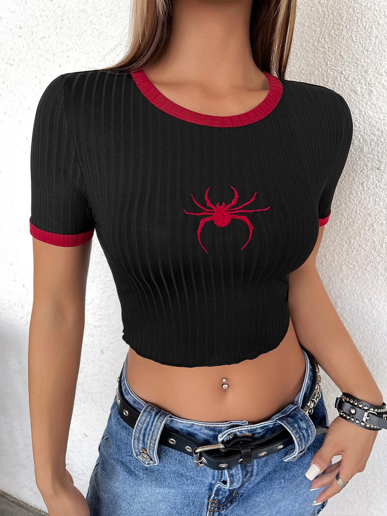 Spider Short Sleeve Crop T-Shirt