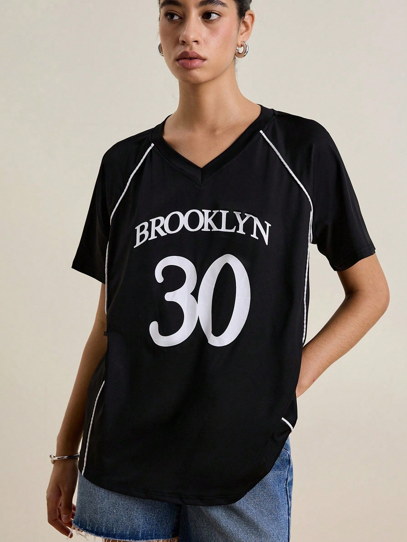 Casual Letter & Number Print T-Shirt, Summer