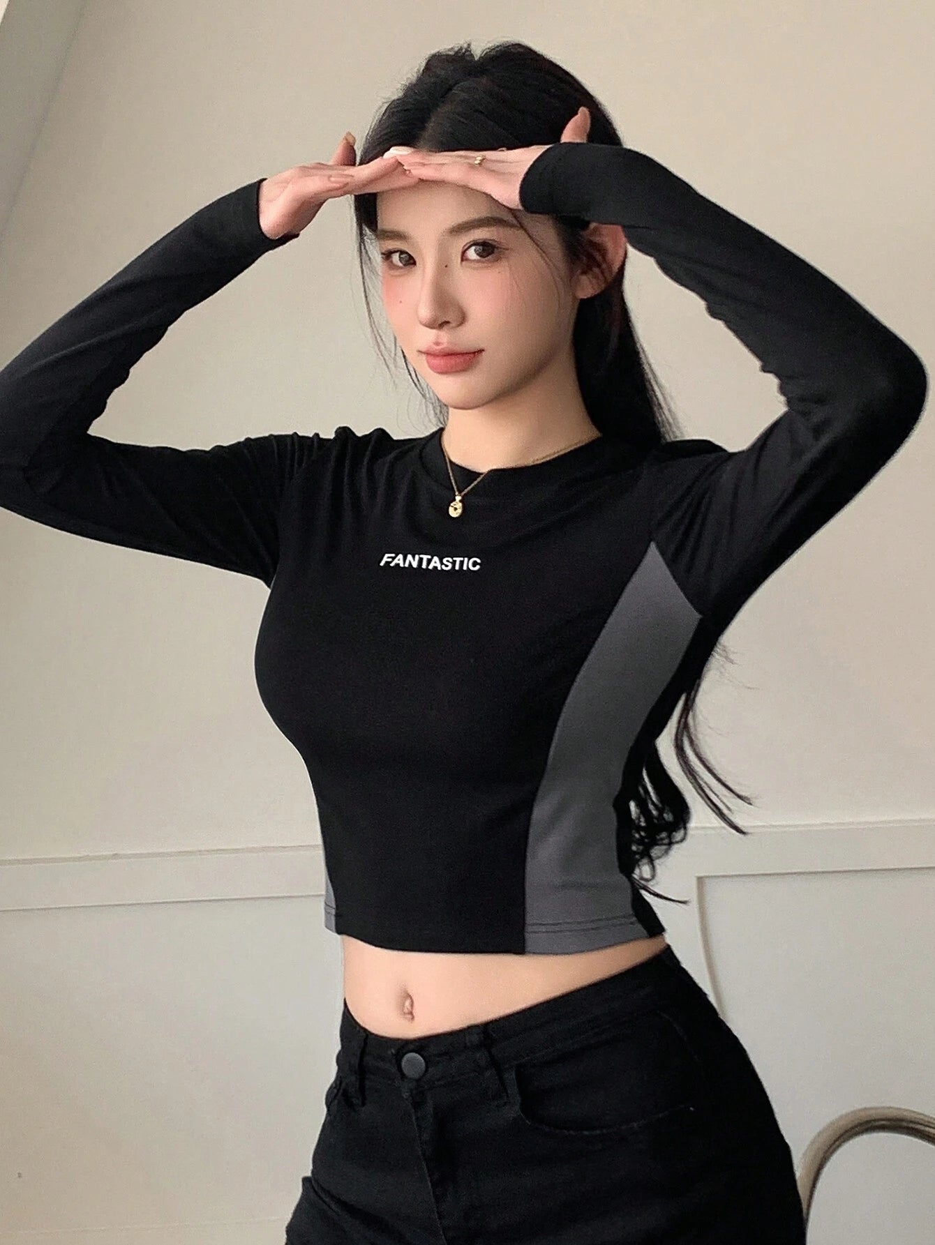 Colorblock Letter Printed T-Shirt