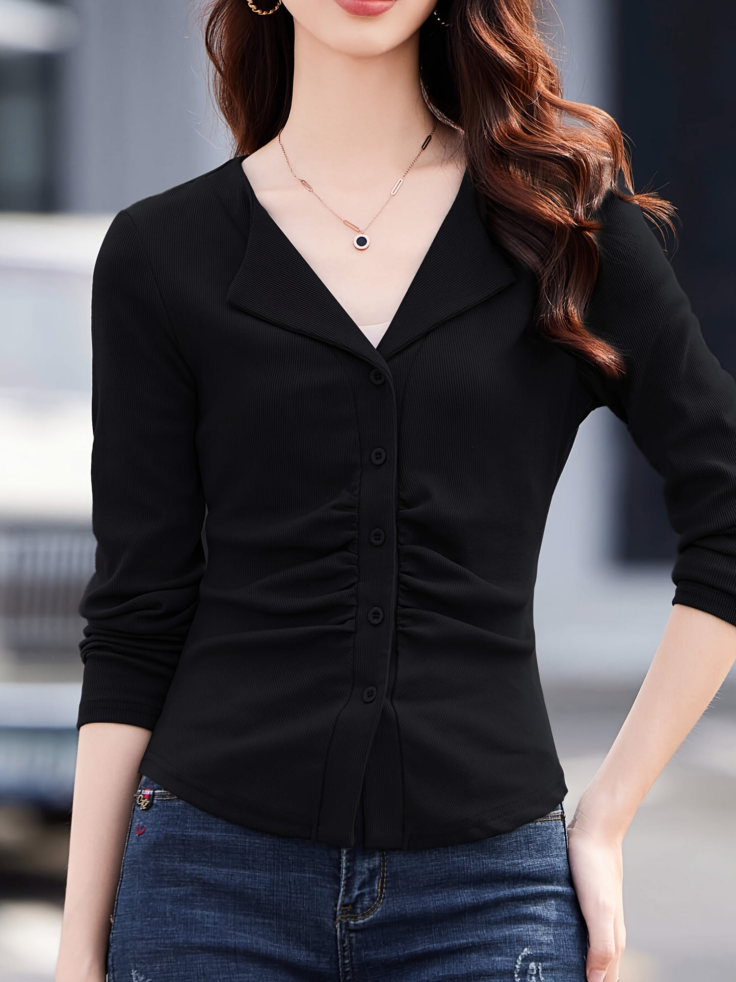 Casual V-Neck Long Sleeve T-Shirt