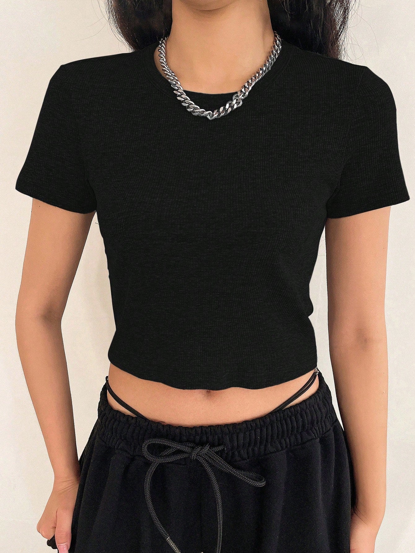 Cut Out Back Crop Tee Going Out Tops