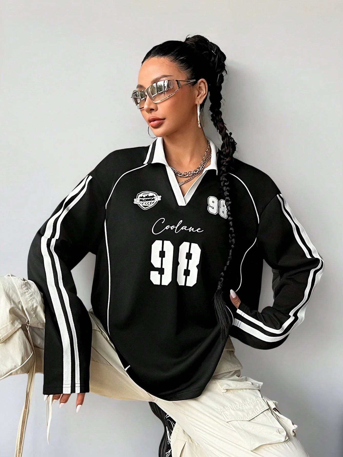 Sportswear Graphics White Over Size Long Sleeve Jersey T-Shirt