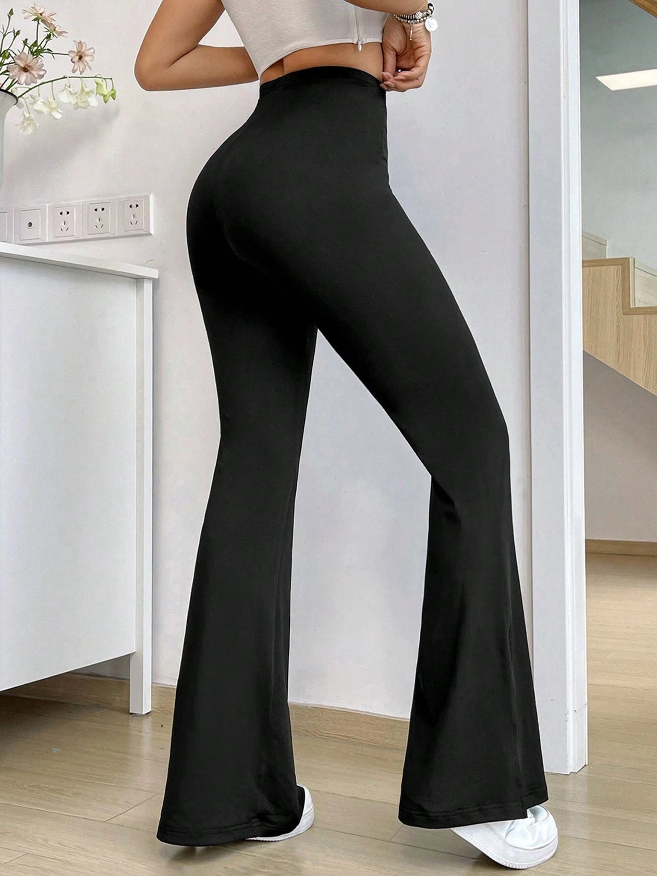 Women's Spider Web Print Flare Pants For Halloween