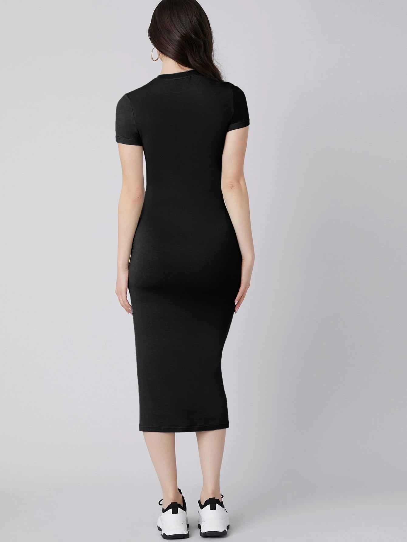 Solid Mock Neck Bodycon Dress
