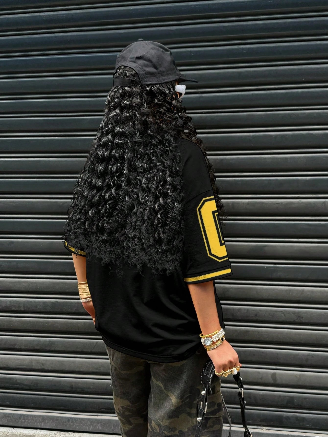 Plus Size Digital All-Over Print Casual Loose V-Neck T-Shirt, Streetwear