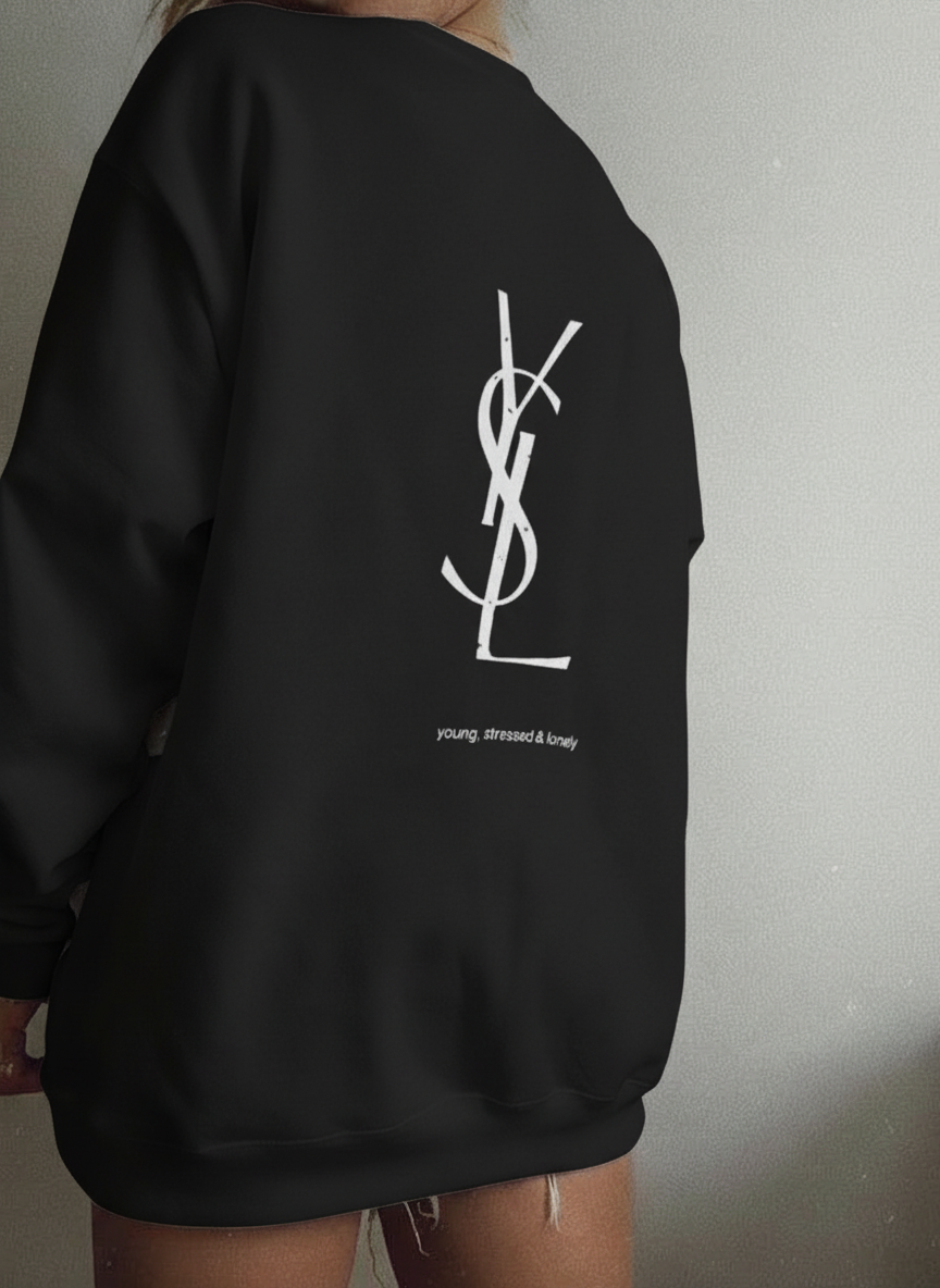 Letter Graphic Thermal Sweatshirt with Letter Print Yves Saint Laurent Long-Sleeve Top