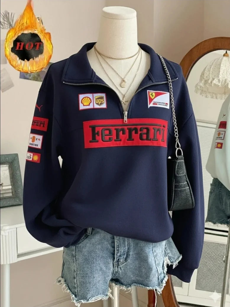 Ferrari Printed Half-Zip Sweatshirt | Printed