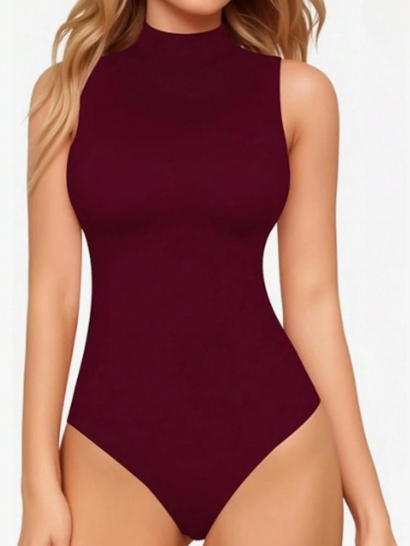 Casual Solid Color Stand Collar Bodysuit