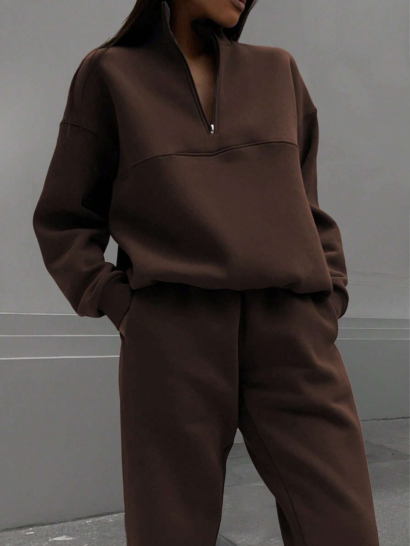 Solid Color Casual 2-Piece Set Fall Cloth