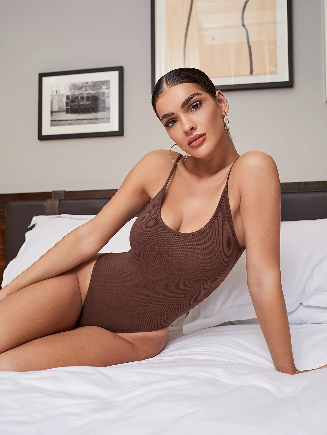 Ribbed Open-Back Cami Bodysuit