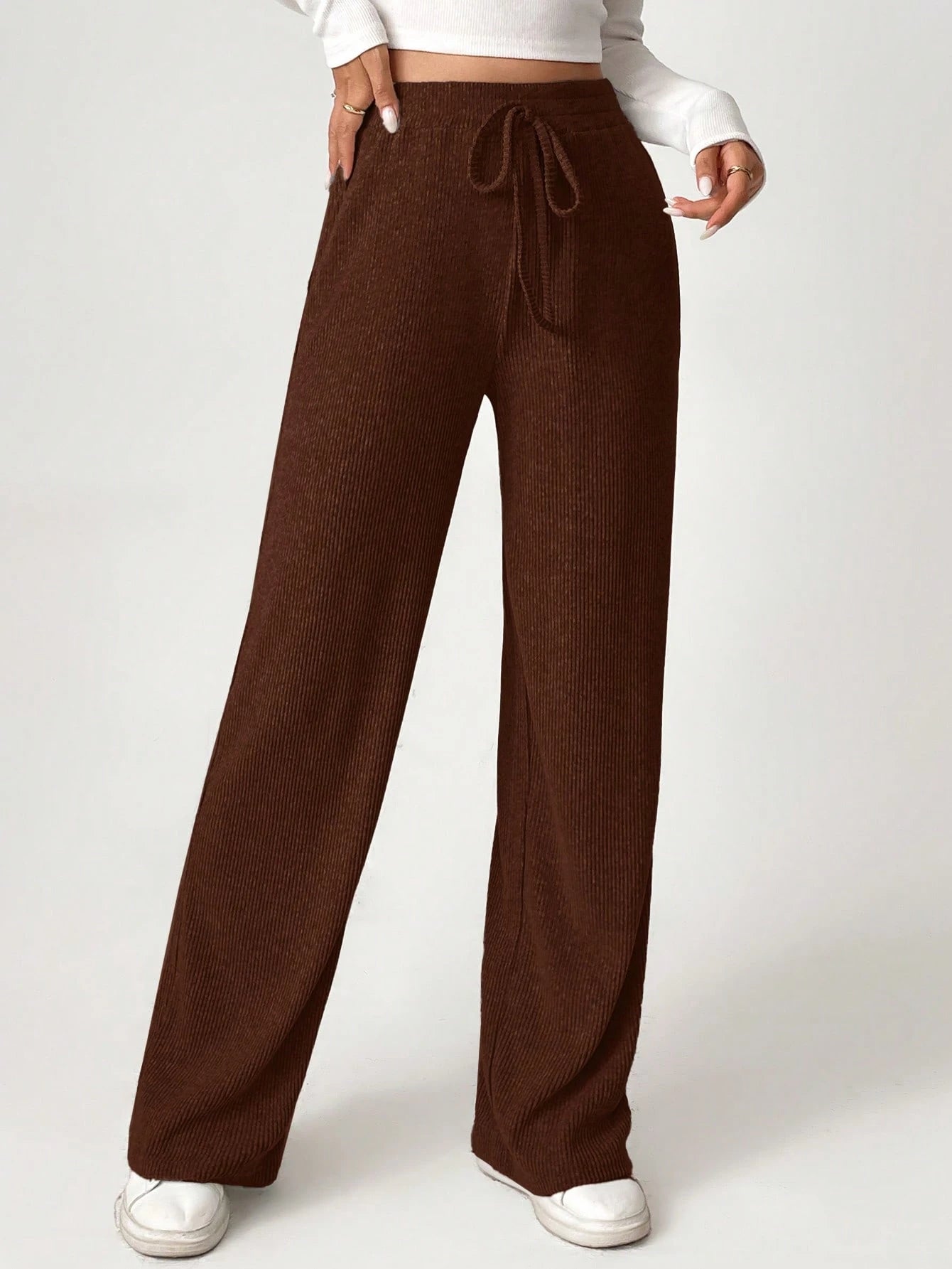 Solid Drawstring Slant Pocket Sweatpants