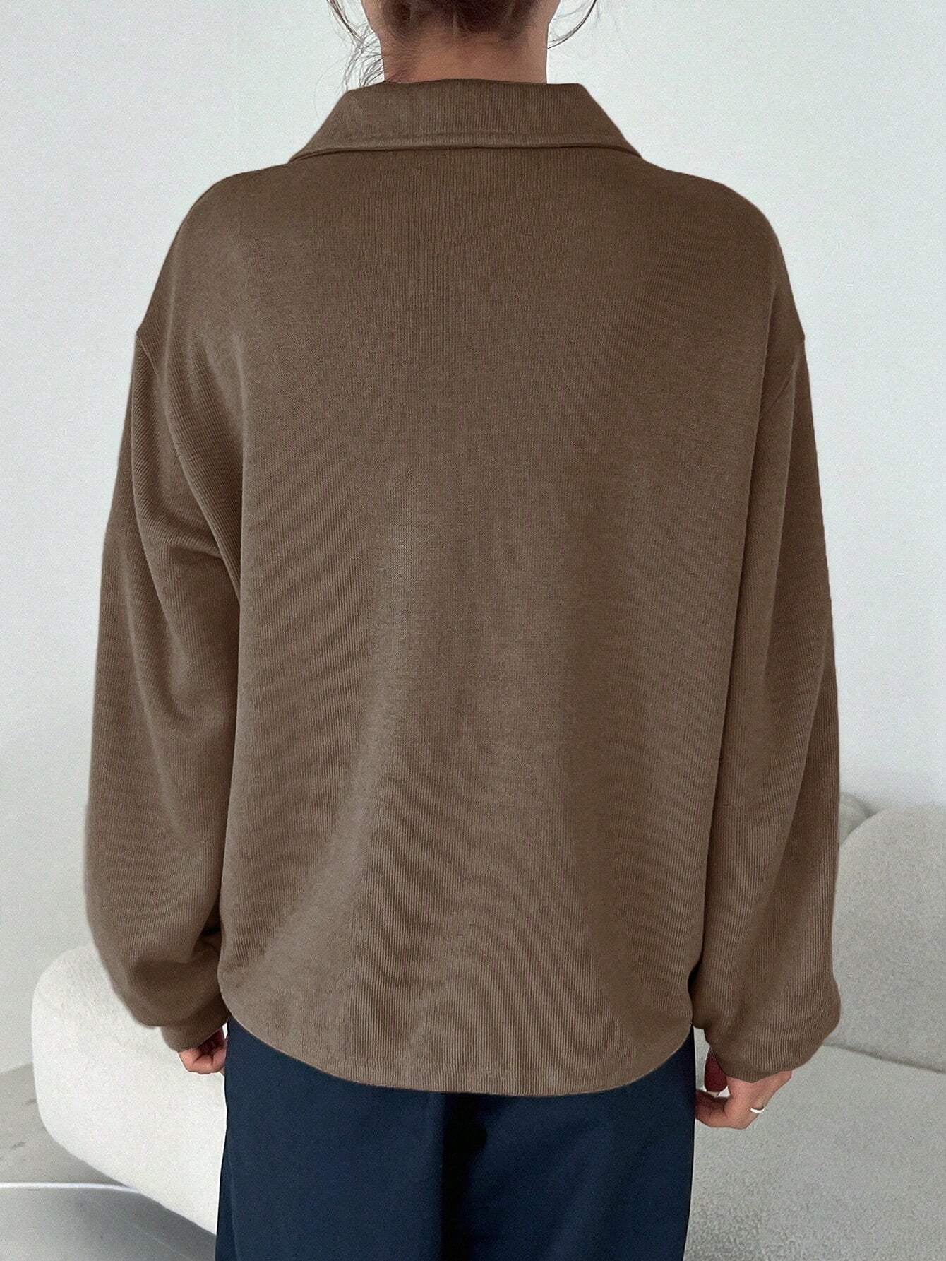 Half-Zipper Casual & Versatile Long Sleeve Sweatshirt, Long Sleeve Tops