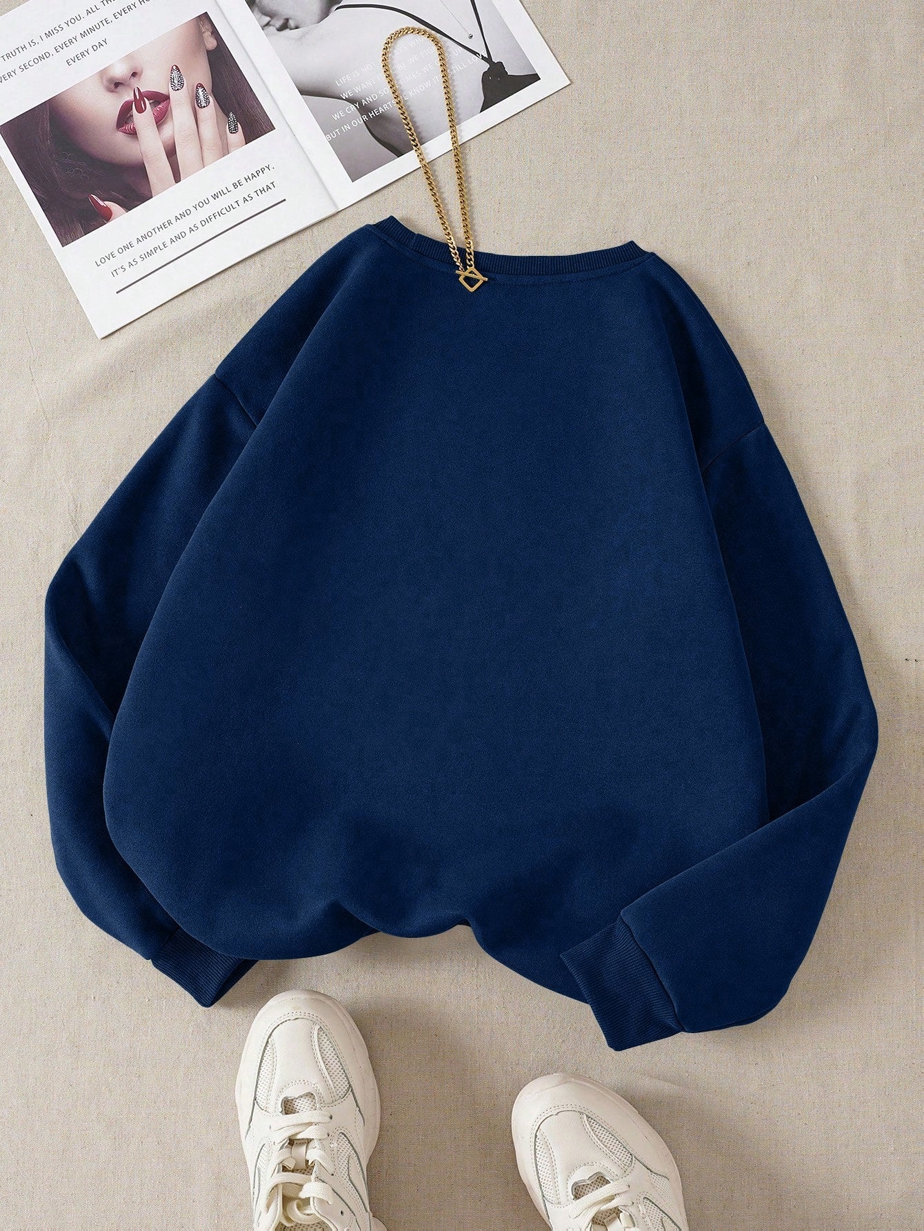 Letter Graphic Thermal Sweatshirt with Letter Print LOS ANGLELES Slimming Long-Sleeve Top