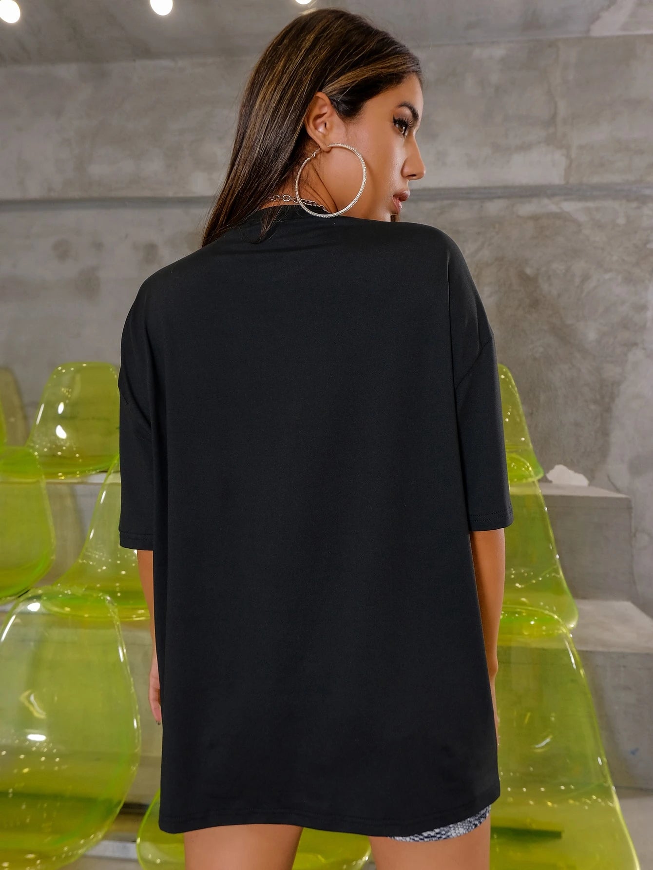 Letter Drop Shoulder Short Sleeve T-Shirt Graphic Tees