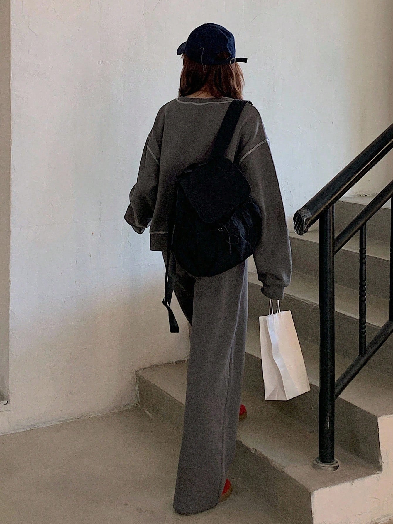 Casual Loose Long Sleeve Top And Drawstring Pants Set