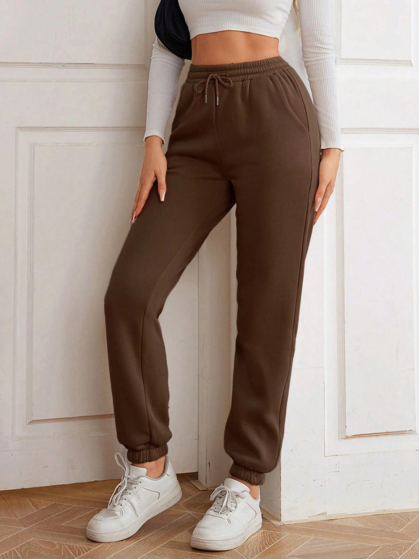 High Waisted Ripped Wide Leg Sweatpants