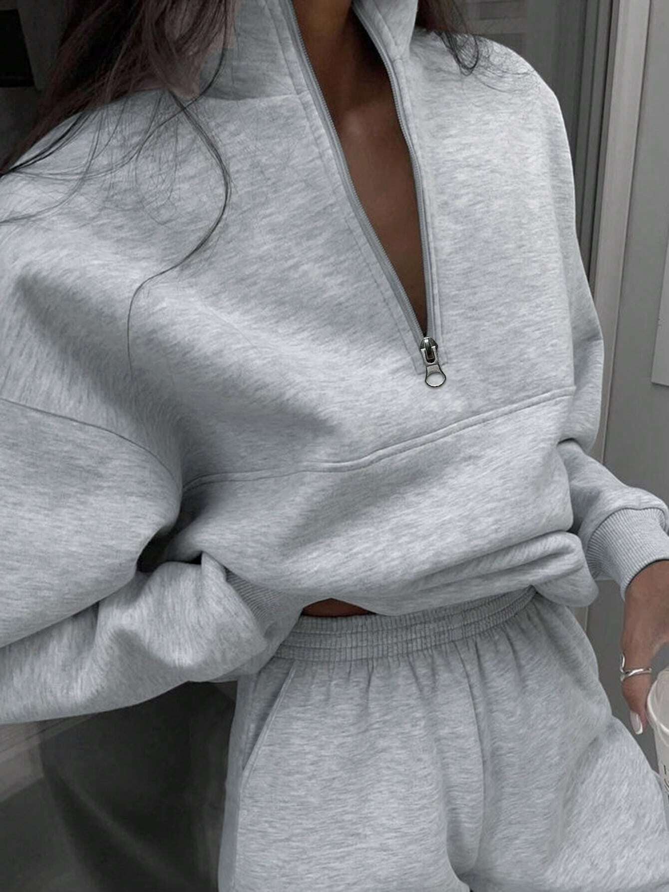 Solid Color Casual 2-Piece Set Fall Cloth