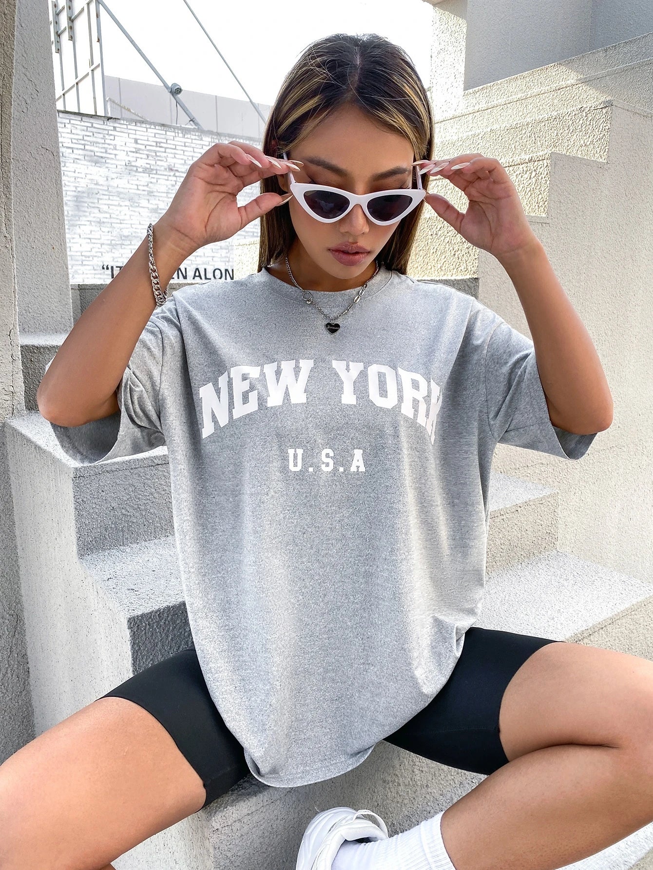 Minimalist English Printed Casual Street Style T-Shirt Graphic Tees Women Tops