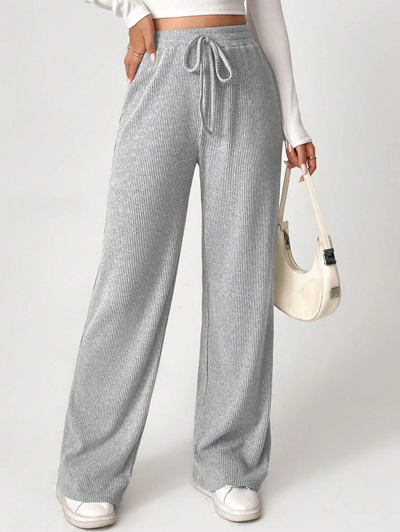 Solid Drawstring Slant Pocket Sweatpants