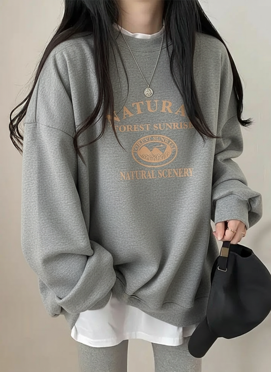 Women's Hip-Hop Thermal Sweatshirt with Letter Print – Slimming Long-Sleeve Top for Ultimate Fall Style!