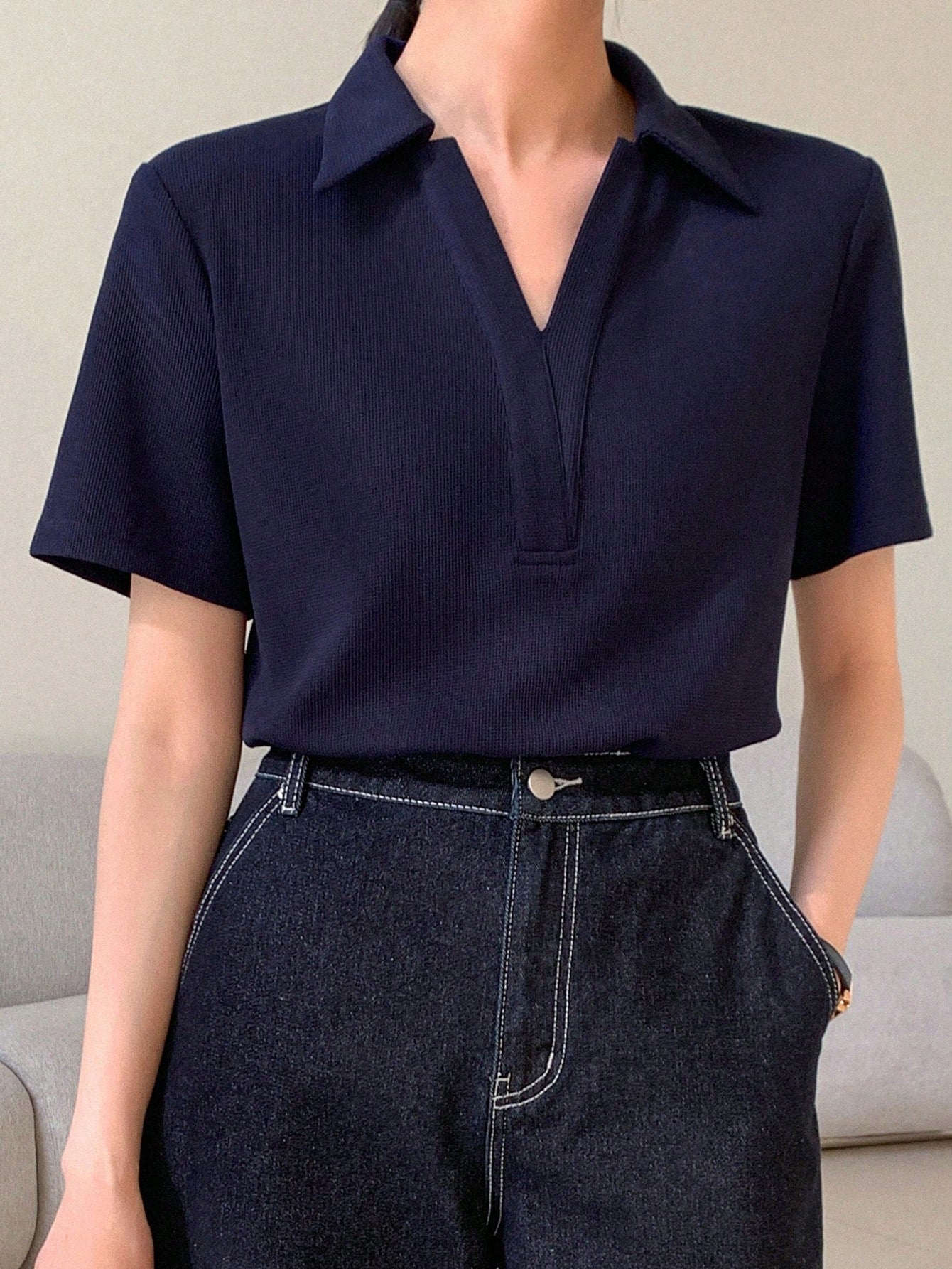 Casual Versatile Solid Color Polo Shirt Short Sleeve T-Shirt