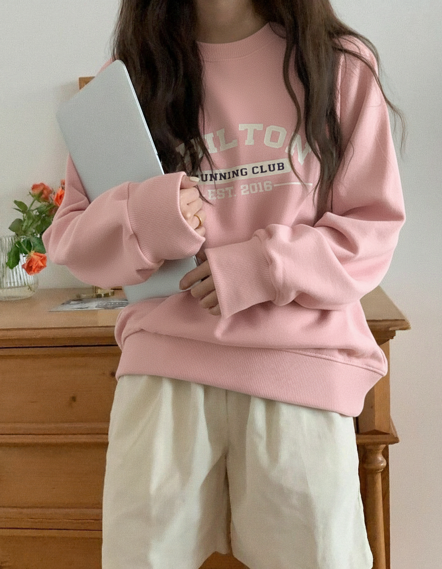 Letter Graphic Thermal Lined Sweatshirt Chilton Running Club Long Sleeve Tops Graduation