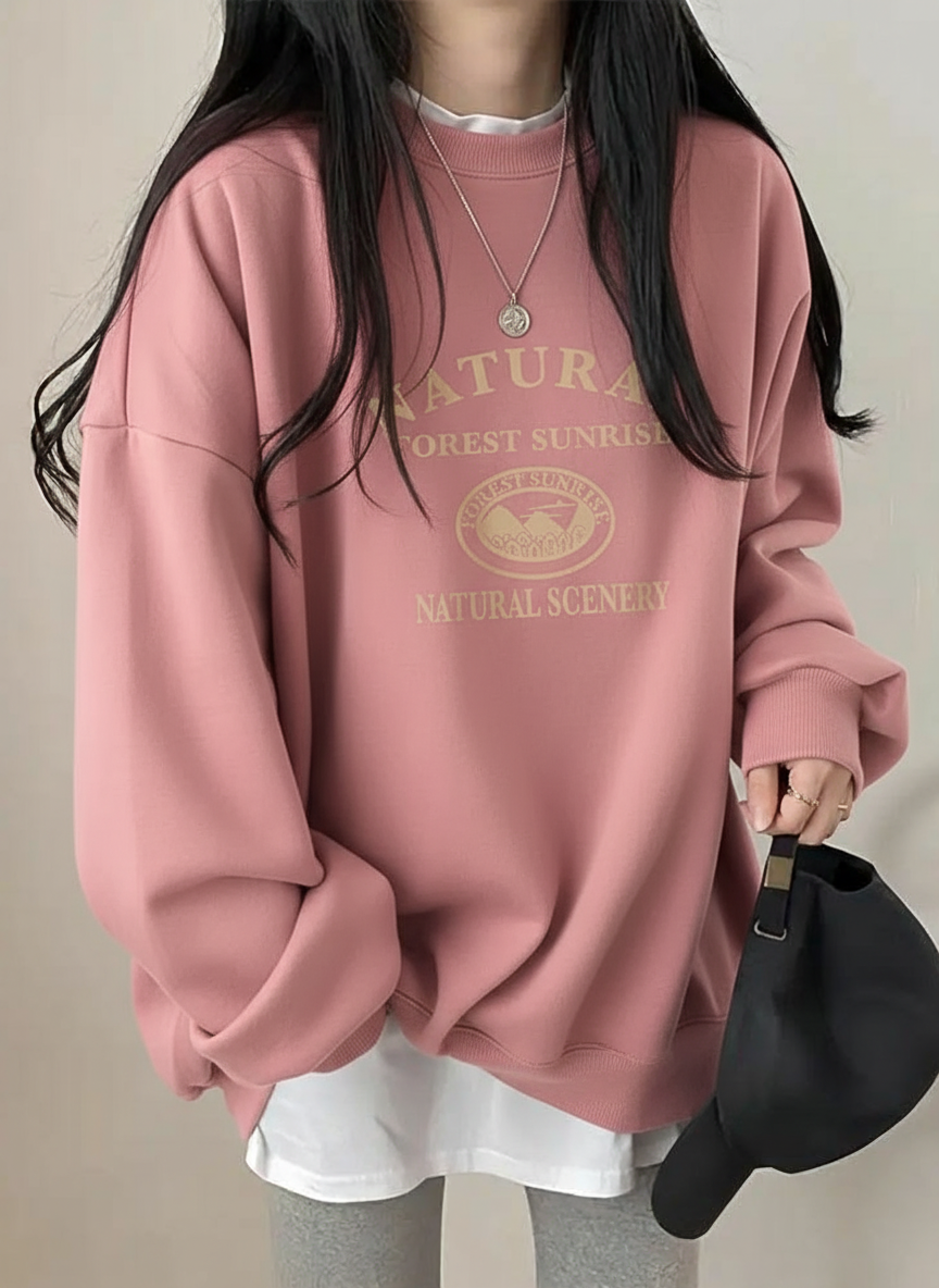 Women's Hip-Hop Thermal Sweatshirt with Letter Print – Slimming Long-Sleeve Top for Ultimate Fall Style!