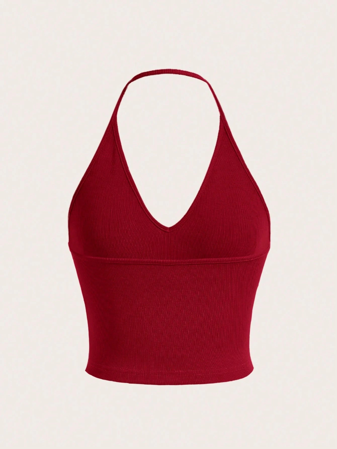 Summer Sexy Solid Backless Crop Halter Top