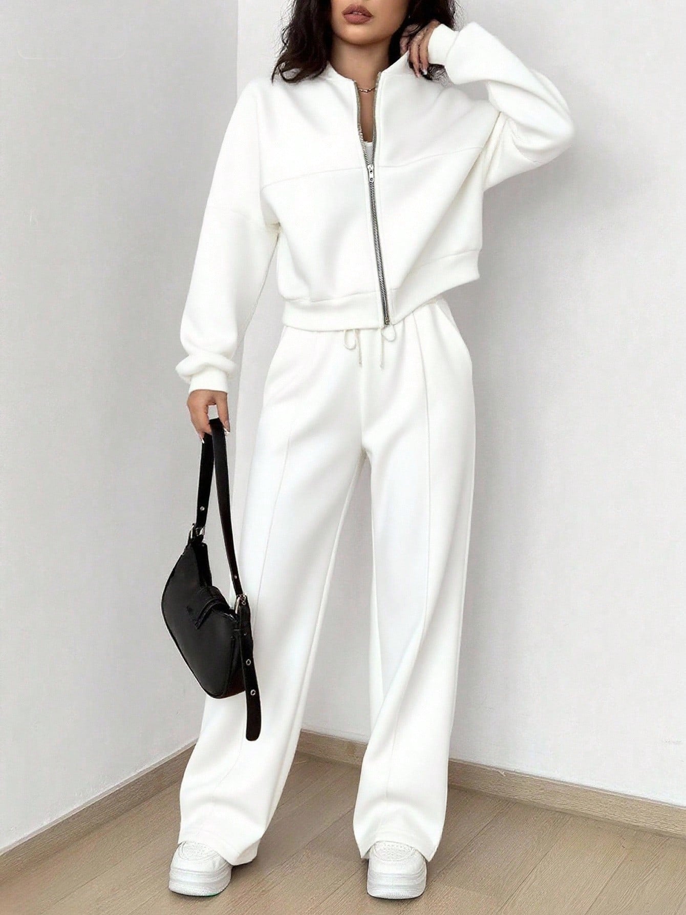 Street Style Camouflage Maple Leaf Print Zipper Sweatshirt & Pants Set