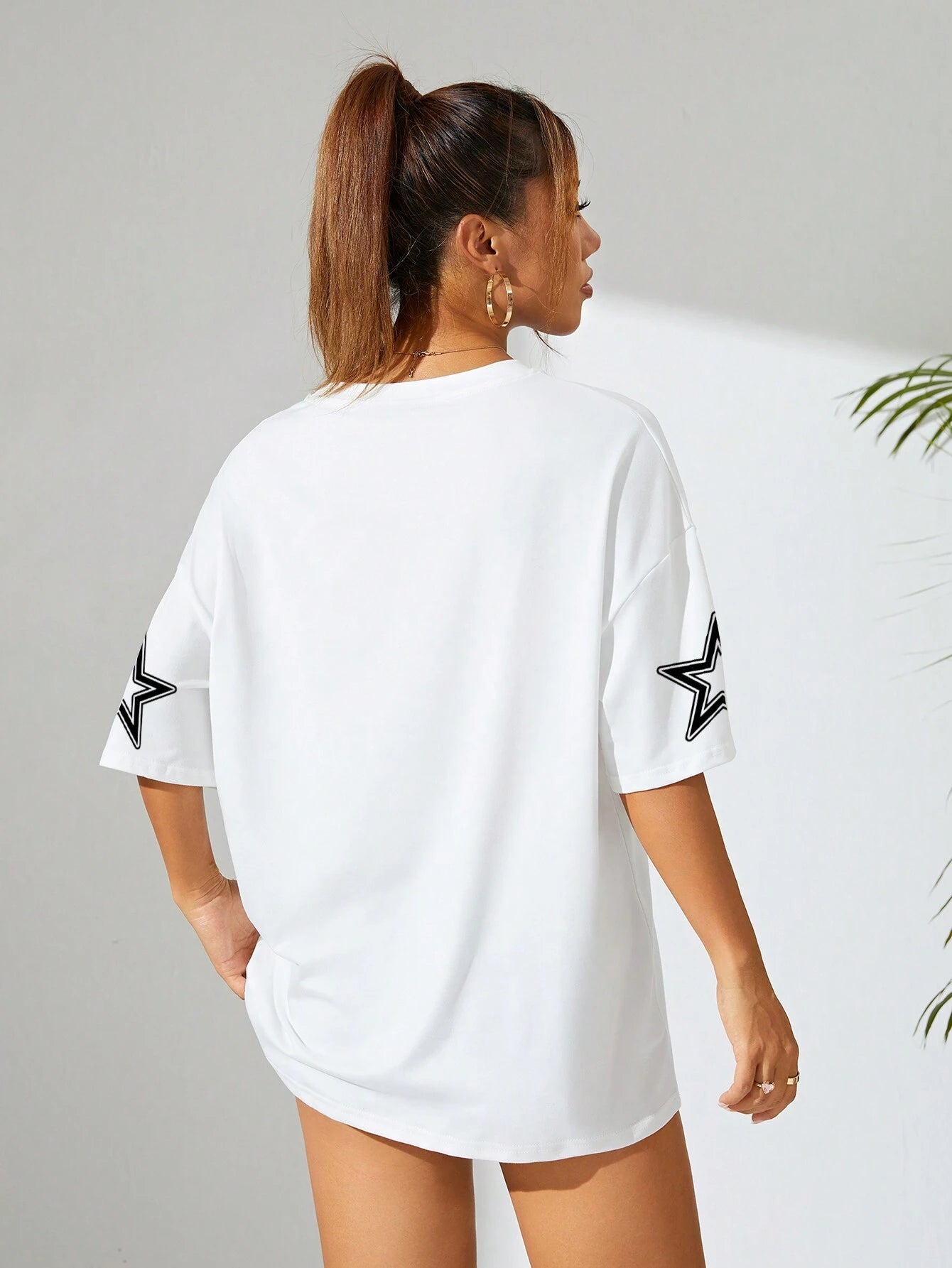 Flash Sale | Letter & Number Pattern Drop Shoulder Short Sleeve T-Shirt Graphic Tees Women Tops