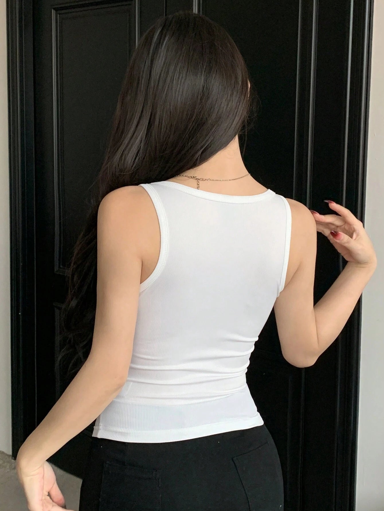 Solid Color Cropped Round Neck Slim Fit Women'S Tank Top For Summer