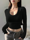 Slim Fit Cropped Long Sleeve T-Shirt