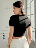 Butterfly Print Crop Tee