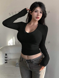Slim Fit Cropped Long Sleeve T-Shirt