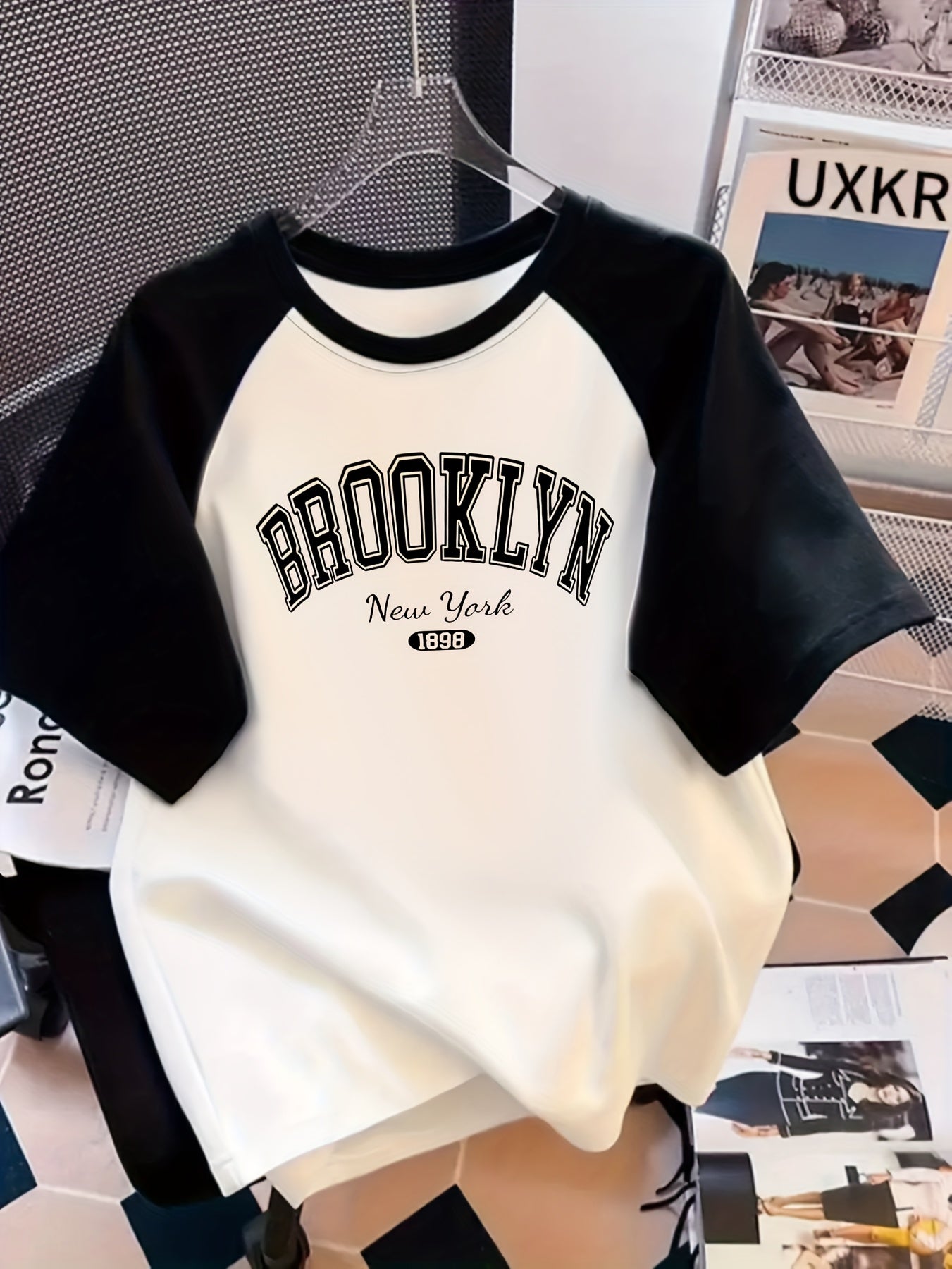 Brooklyn New York 1989 Graphic Tee - Black & White Short Sleeve T-Shirt, Casual Loose Fit