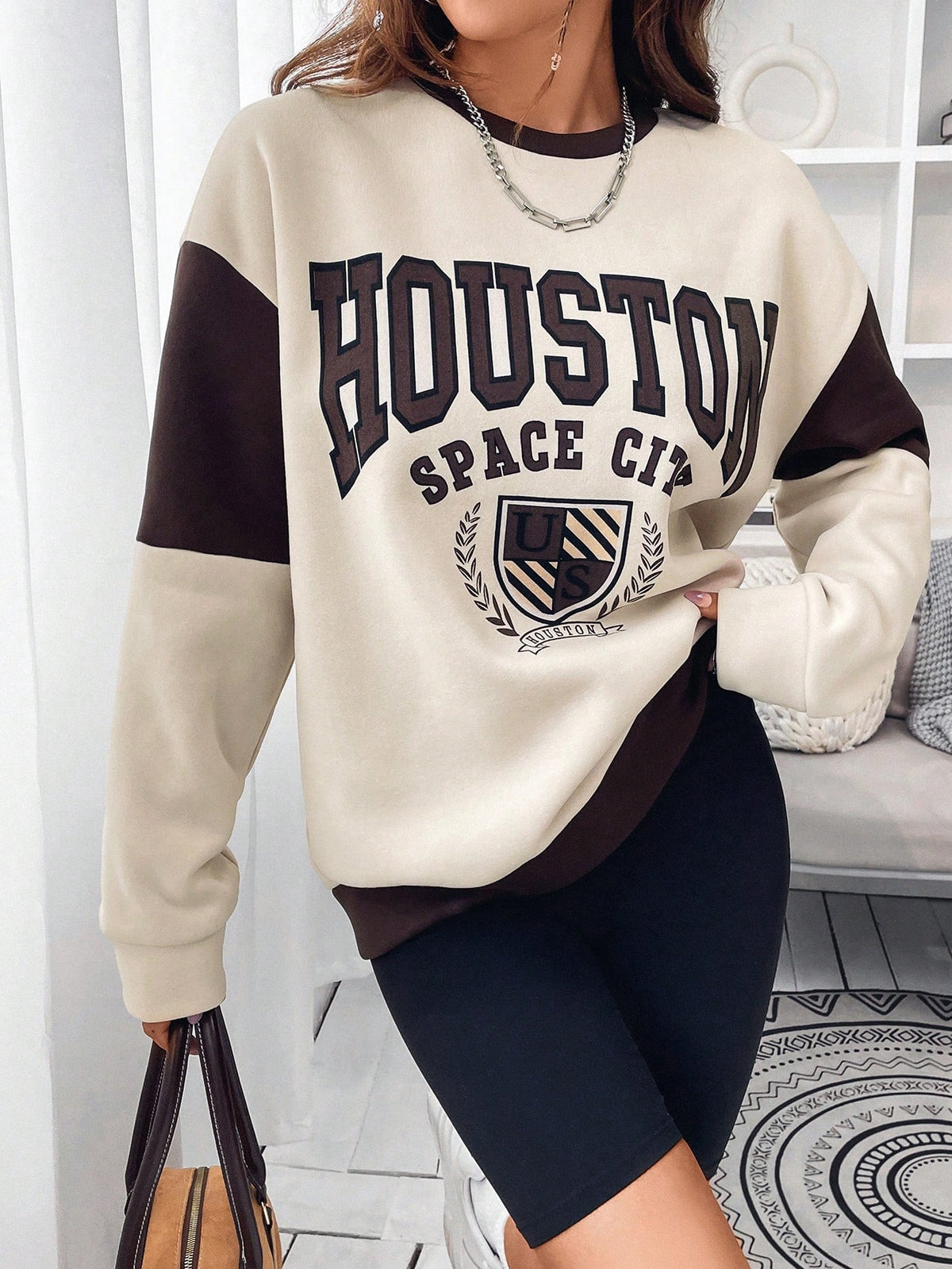 Women's HOUSTON Letter-Print Oversized Sweatshirt