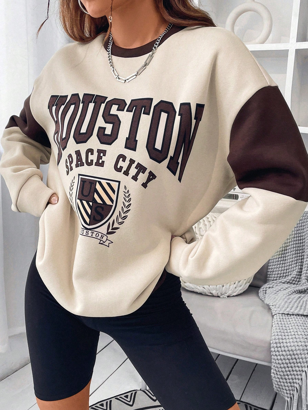 Women's HOUSTON Letter-Print Oversized Sweatshirt