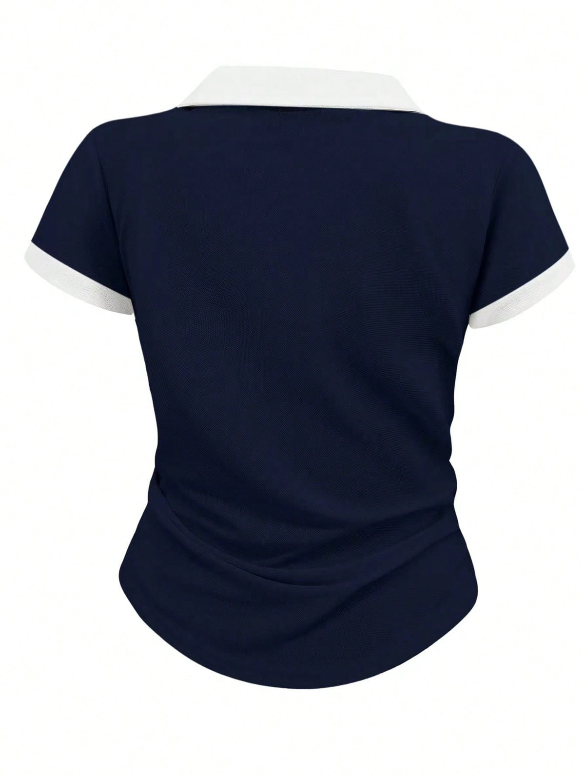 Women's Contrast-Collar Slim-Fit Printed Polo T-Shirt