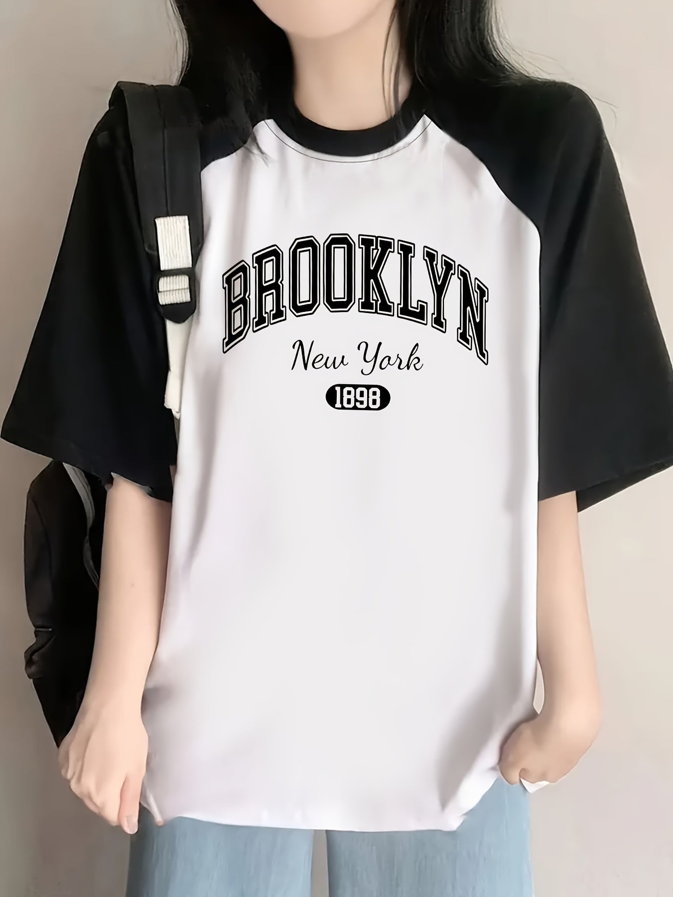 Brooklyn New York 1989 Graphic Tee - Black & White Short Sleeve T-Shirt, Casual Loose Fit