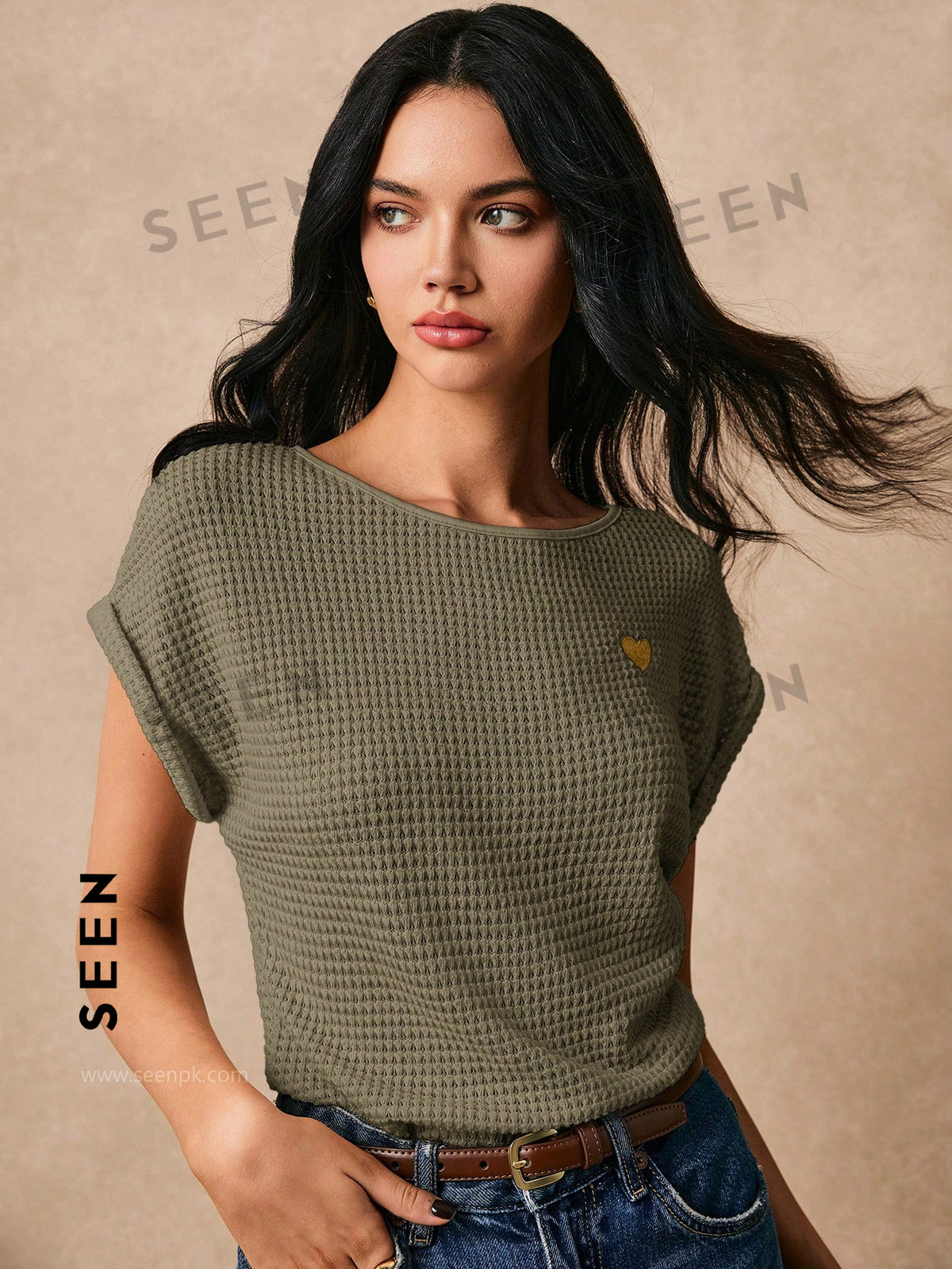 Women's Boho Heart Embroidered Batwing Tee