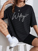 Letter Graphic Drop Shoulder Tee Graphic Tees Women Tops