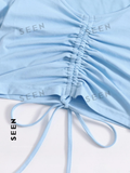 Solid Drawstring Ruched Tee
